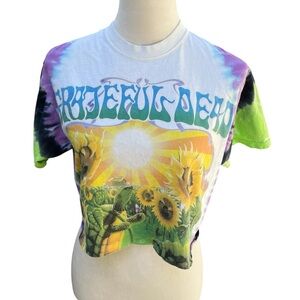Grateful Dead Cropped Tie Dye Short Sleeve Tee Shirt Medium Sunflowers